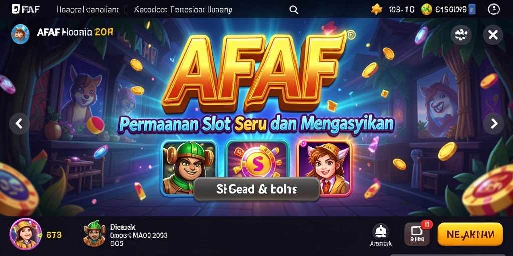Tangkapan layar utama AFAF menampilkan aktivitas permainan slot yang seru.