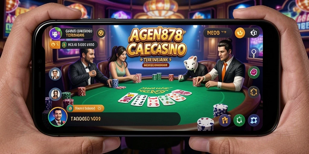 Screenshot AGEN878 menampilkan dealer langsung yang berinteraksi dengan pemain.