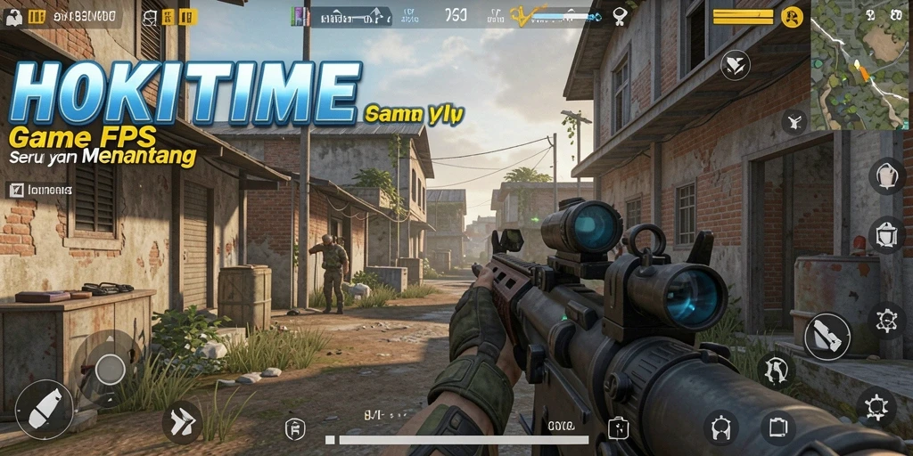 Screenshot gameplay HOKITIME menunjukkan aksi tembak-menembak yang menegangkan.