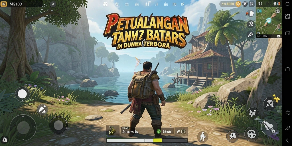 Gameplay MG108 menampilkan petualangan seru di dunia terbuka.