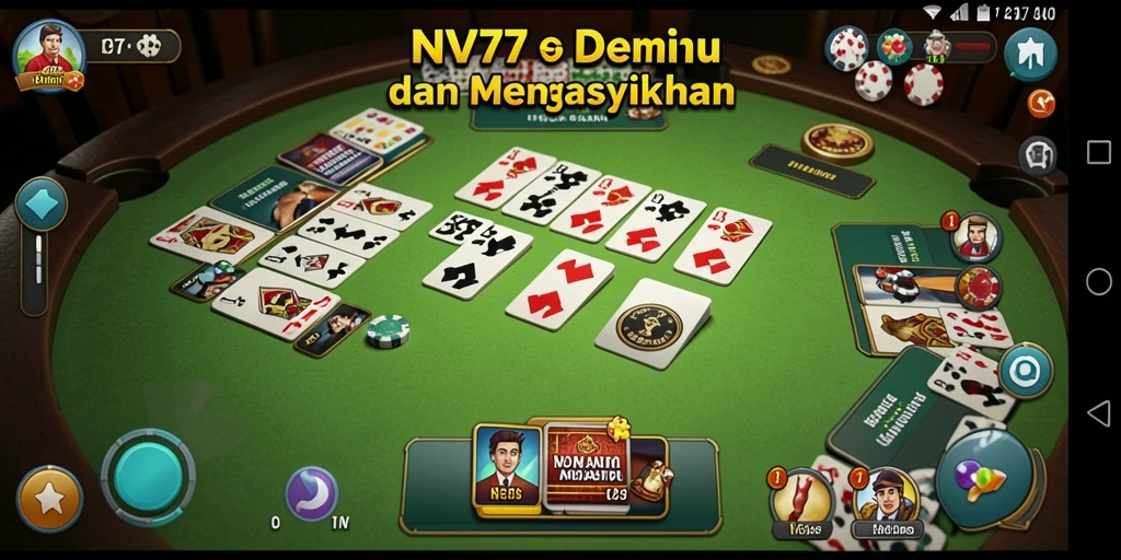 Screenshot gameplay NV77 yang menampilkan aksi seru bermain Domino.