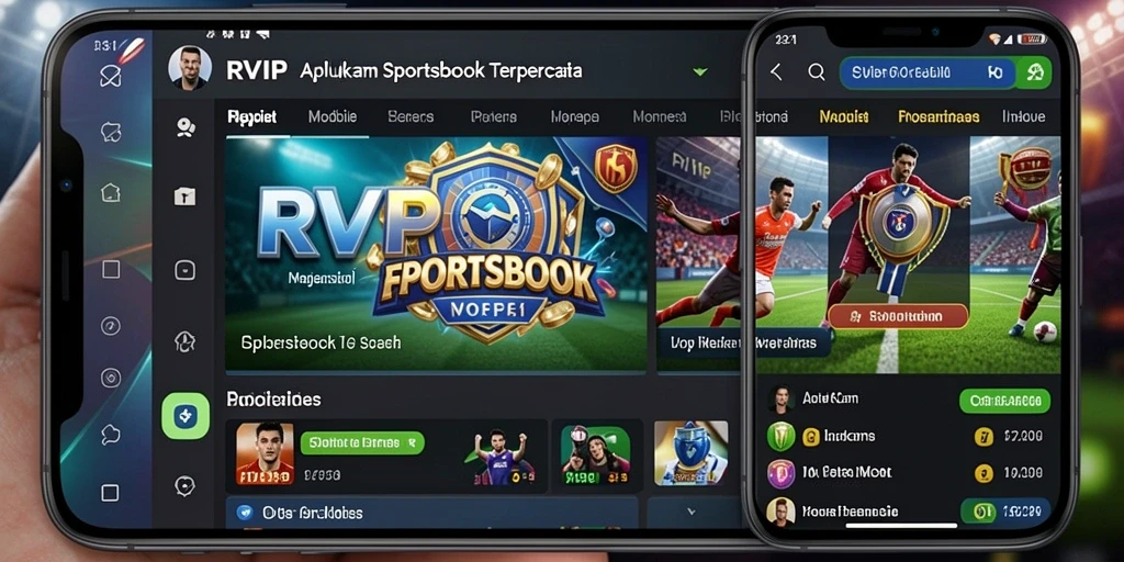 Tampilan screenshot utama RVIP menunjukkan fitur taruhan Sportsbook yang menarik.