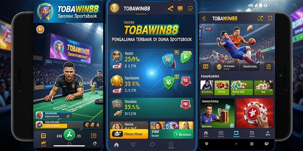 Tampilan menarik dari aplikasi TOBAWIN88 yang menyajikan taruhan olahraga.