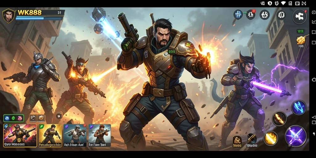 Tangkapan layar utama WK888 menampilkan pertarungan seru dalam gameplay Action.